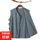 左斯客夏季休閑亞麻馬甲坎肩麻背心汗衫男復(fù)古盤扣中式馬褂無袖老 墨綠色 麻背心 2XL