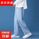 牛仔褲男春夏季直筒寬松休閑褲子男港風(fēng)潮流闊腿褲美式高街長褲子 111淺藍(lán) L