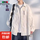 保威特犀牛（POVOTE）巴洛克長袖襯衫男秋季感百搭印花大碼休閑外 FB268白色 2XL