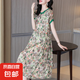 夏季新款冰絲女裝花色圓領印花寬松高端中長款連衣裙ZHFS 圖片色 L