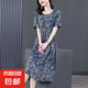 中年人媽媽時尚韓版連衣裙女夏季新款寬松中年媽媽氣質(zhì)花裙子ZHFS 藍(lán)色 5XL