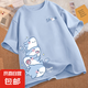 220克純棉2025夏季中國風休閑上衣寬松T可愛女夏短袖t恤女B701YL 1866天藍(嘻哈魚組合) L