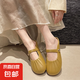 2025夏季新款時(shí)尚瑪麗包頭半拖鞋女外穿舒適懶人勃肯鞋穆勒鞋 2373褶皺-卡其色 36 -37適合35-36