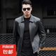 翻領(lǐng)皮衣男新款韓版翻領(lǐng)潮流帥氣高檔PU機(jī)車男裝春秋季皮夾克 黑色【翻領(lǐng)】 XL 56【建議140-160斤】