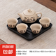 功夫茶具套裝提梁壺一壺四杯帶茶盤簡約家用茶壺茶杯泡茶會客 粗陶西施壺（山水）1壺4杯+盤