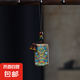 檀木國潮彩繪平安無事牌鑰匙扣手機(jī)吊墜情侶掛件文玩生日禮物 綠檀木-平安方牌-手機(jī)鏈(禮盒裝)