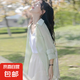法式防曬襯衫女春夏中長款襯衣高級感超仙長袖多巴胺穿搭上衣外套 綠色 XL 建議120-135斤