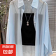 2025珠光紗防曬衣冰絲透氣外穿長袖開衫外套長袖夏新款女裝 藍(lán)色【防曬襯衫單件】 L 【建議100-115斤】