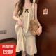 吊帶背心睡衣女款夏季甜美可愛卡通春秋女士連衣睡裙帶胸墊 豎條紋 【帶胸墊】 M