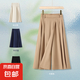 【哥弟制造商】天絲裙褲女顯瘦薄款高腰松緊腰百搭寬松彈力 卡其色 M