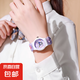 兒童手表3-6歲女孩卡通小學(xué)生6-12歲數(shù)字石英手表靜音男孩考試 紫色庫(kù)洛米