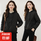 短款夾棉輕薄棉服女士秋冬新款時尚小個子棉衣棉襖菱格小香風外套 黑色 L 88-105斤