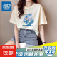 真維斯短袖t恤女2025年新款女士設計感小眾夏季白色純棉半袖體恤 大樓油畫D 米杏 【升級版】 M