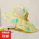防曬帽兒童遮陽戶外沙灘帽速干透氣新款遮陽帽夏季印花披風(fēng)帽 印花披肩帽【黃色】 48-54cm/3-10歲