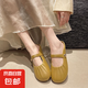 2025夏季新款時(shí)尚瑪麗包頭半拖鞋女外穿舒適懶人勃肯鞋穆勒鞋 2373褶皺-卡其色 38 -39適合37-38