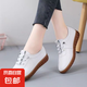 2025真軟皮牛津軟底新款平底鞋單鞋休閑鞋小皮鞋媽媽鞋子女懶人鞋 米白色 39