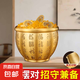 招財百福銅缸純黃銅聚寶盆擺件米缸客廳冰箱上家居聚財小銅盆 9.5cm雕刻百福缸-滿缸水晶套裝