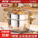 1810不銹鋼復底加厚家用蒸煮燉帶蒸籠電磁爐湯鍋無涂層蒸燉多功能 五層復底無涂層【18/10】 20cm