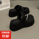 仙女風(fēng)沙灘拖鞋女外穿2025年夏季新款小個(gè)子厚底人字拖絕美涼拖鞋 黑色 37