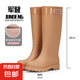 雨鞋女款成人高筒雨靴防滑水鞋長(zhǎng)筒防水防臭加絨水靴 棕色 M （37-38） 24CM