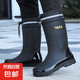束口雨鞋男款時(shí)尚德系中筒雨靴防滑防水戶外釣魚水鞋厚底耐磨膠鞋 黑色加防水口不可拆 42