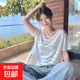 慵懶風(fēng)冰絲莫代爾V領(lǐng)短袖t恤女夏季2025新款純欲面膜體恤上衣891 白色 M 參考95-105斤