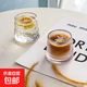 高顏值玻璃杯新款平底轉轉杯威士忌洋酒啤酒杯酒吧杯子茶具玻璃杯 平底轉轉杯豎條紋 1只