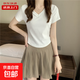 春裝修身顯瘦夏季內搭打底衫短袖正肩t恤女百搭短款上衣RL#A011# A011#白色 L 【97-109斤】