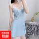 新款蕾絲吊帶睡裙女純欲風(fēng)夏季冰絲韓版ins風(fēng)睡衣 裙AAA14-藍色【單吊帶】 L【建議95-115斤】