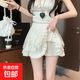 芭蕾風(fēng)蕾絲蛋糕裙半身裙女夏季新款小個(gè)子高腰防走光a字蓬蓬短裙 杏色 S