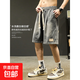 牛仔短褲男夏季薄款潮牌直筒寬松休閑短褲男日系復古工裝五分褲男 灰色 XL