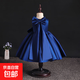 女寶寶一周歲禮服女高端日常生日禮服花童蓬蓬裙兒童生日公主裙子 藏藍 80 cm