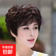 圓臉中老年人假發(fā)女短卷發(fā)真人發(fā)絲全頭套女士自然短發(fā)透氣輕薄款 真人發(fā)絲 深棕色 短發(fā) (遞針旋)M碼 贈送(護(hù)理五件套）