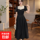 連衣裙子女裝2025夏季新款法式復古赫本風(fēng)黑色顯瘦氣質(zhì)長(cháng)裙D1285 黑色長(cháng)款 M 【100-110斤】