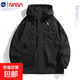 NASALIKE沖鋒衣男秋季連帽風(fēng)衣男女情侶裝潮流騎行登山夾克運動(dòng)休閑外套 黑色-NASA-J90單沖 L