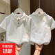 2025新款夏季兒童純棉Polo衫短袖T恤男童休閑潮牌體恤男寶寶半袖 101-白色 130