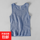 左斯客日系簡(jiǎn)約亞麻背心男夏季透氣薄款坎肩大碼寬松沙灘麻布無(wú)袖 灰藍色 M