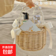 草編花籃藤編花盆編織插花木片柳編壁掛擺件伴手禮插花手提籃子 柳編珍珠籃（一只裝）