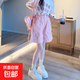 女童短褲夏季2025新款兒童洋氣五分褲女大童夏裝薄款寬松百搭褲子 粉色 160