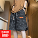 特大碼工裝短褲男夏季薄款胖子加肥加大迷彩褲運動寬松大碼五分褲 DK15黑色 8XL -體重 270-300斤