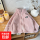 新款兒童雙面絨外套秋冬季寶寶保暖防風(fēng)立領(lǐng)拉鏈衫男女童加絨百搭 雙面絨-櫻花粉外套 140cm