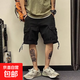 特大碼工裝短褲男夏季港風(fēng)潮牌高街五分褲加肥加大碼百搭運動(dòng)短褲 YC-D58黑色 5XL -體重 190-210斤