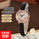 時(shí)尚女士首飾手表休閑輕奢韓版閨蜜女款小巧數(shù)字指針小表盤(pán)石英表 黑帶白面