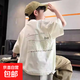 男童短袖t恤2025新款夏季時(shí)尚網(wǎng)紅衣服男孩寶寶休閑上衣童裝 米色 120