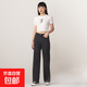 【大牌制造商】女裝牛仔褲夏季高腰寬松休閑黑灰直筒窄版闊腿 黑色 常規(guī) L
