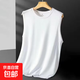 冰絲背心男士運動(dòng)夏季網(wǎng)眼透氣速干體恤衫涼感無(wú)袖t恤坎肩汗背心 白色 5XL