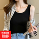【大牌代工廠(chǎng)】女內搭外穿修身韓版吊帶短袖上衣 黑色 XL 120-140斤