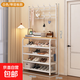 家用衣架鞋架一體簡(jiǎn)易衣帽架門(mén)口多層鞋架多功能簡(jiǎn)約出租房用鞋柜 【加粗框架】白80cm帶置物板
