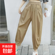 【純棉薄款】女褲夏季大碼九分褲高腰寬松顯瘦休閑蘿卜褲 卡其色 XL 【建議115-130斤】