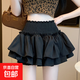 2025新款夏天高腰蛋糕半身裙女小個(gè)子芭蕾風(fēng)a字蓬蓬裙白色短裙ins 黑色 XL 建議125斤以下